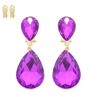 TEARDROP-CUT CRYSTAL CLIP-ON EARRINGS
